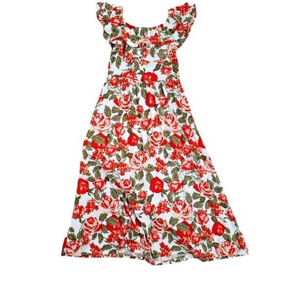 1st Kiss Floral Green Red Floral Midi Dress - Picture 3 of 6